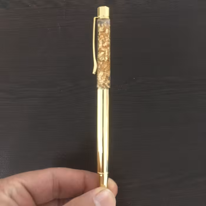 خودکار روکش طلا بدنه طلایی براق با جعبه و شناسنامه  