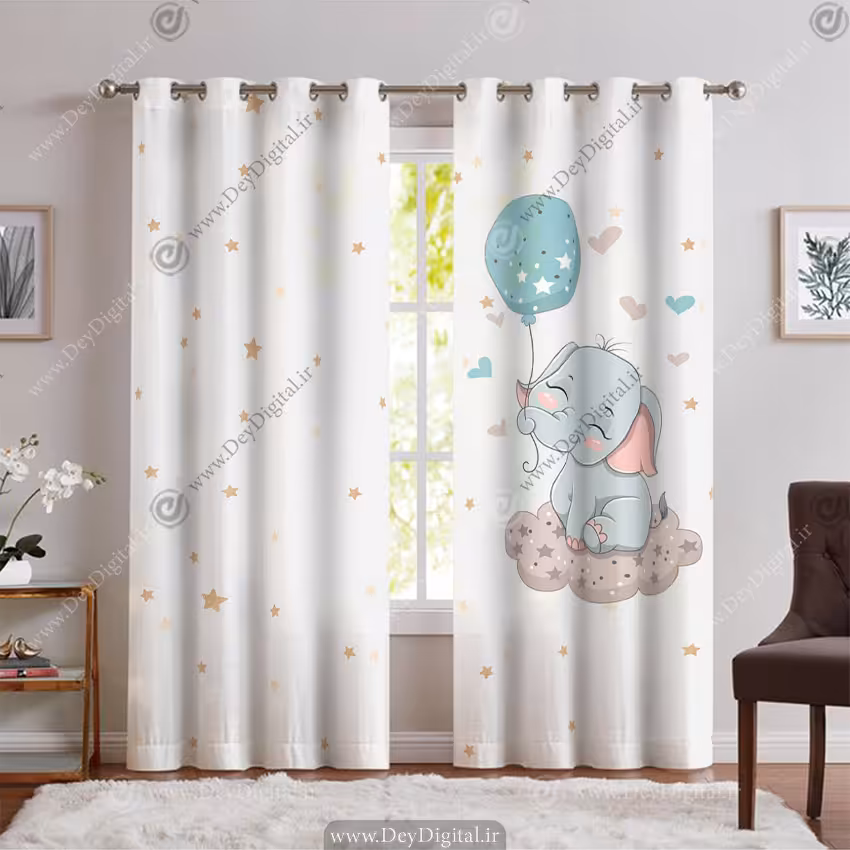 پرده اتاق نوزاد طرح فیل PK-6842