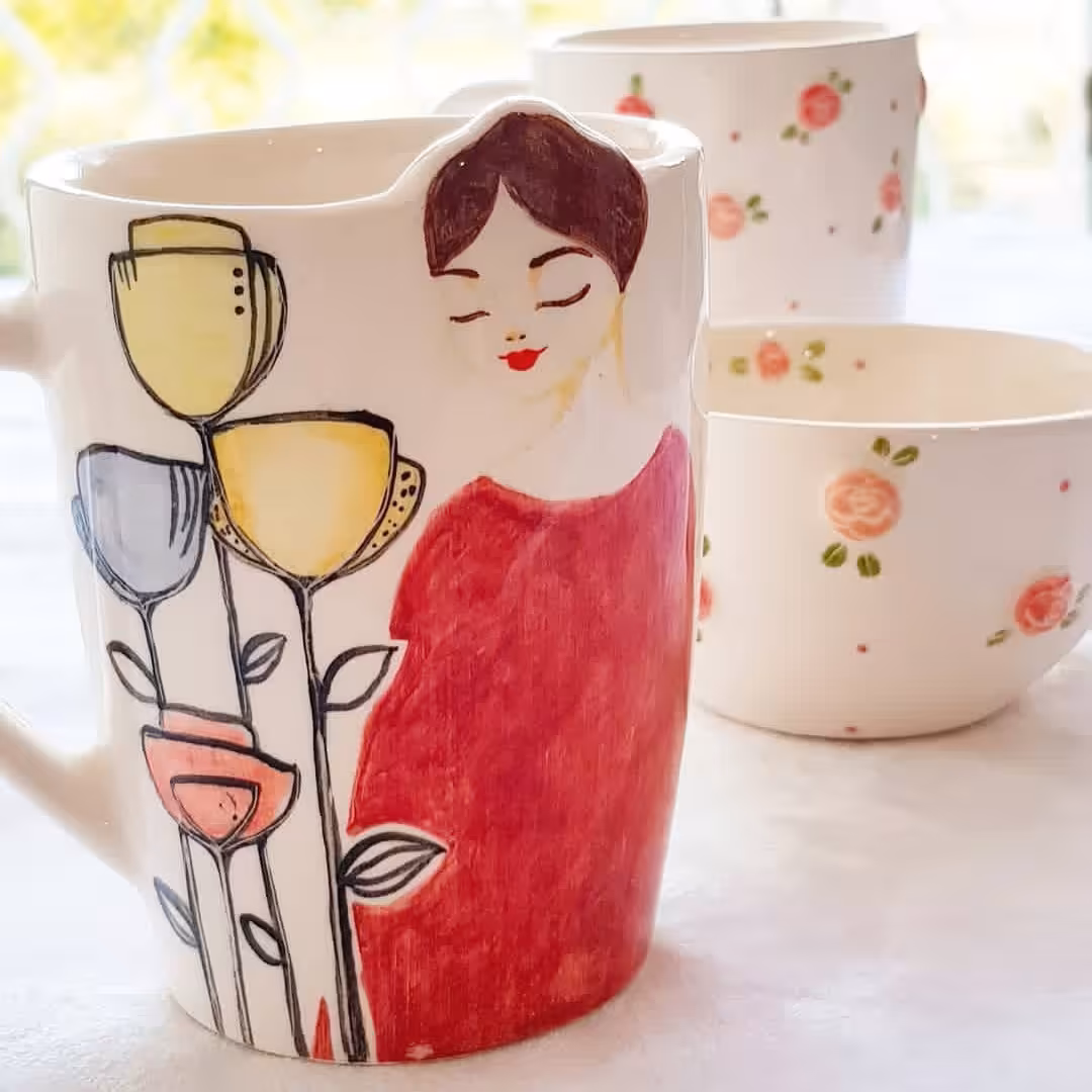 ماگ سرامیکی دخترانه. کاملا مصرفی.کیفیت عالی.دست ساز 