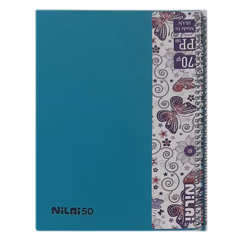 خرید دفتر خط دار سیمی 50 برگ جلد طلقی سایز وزیری