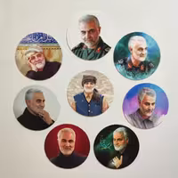 پک 8 تایی مگنت حاج قاسم، سایز7-7، در اشکال مختلف(مربع،دایره،قلب)