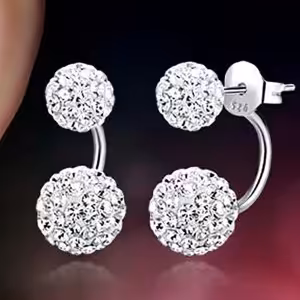 گوشواره توپی سورارسکی سفید کد M009