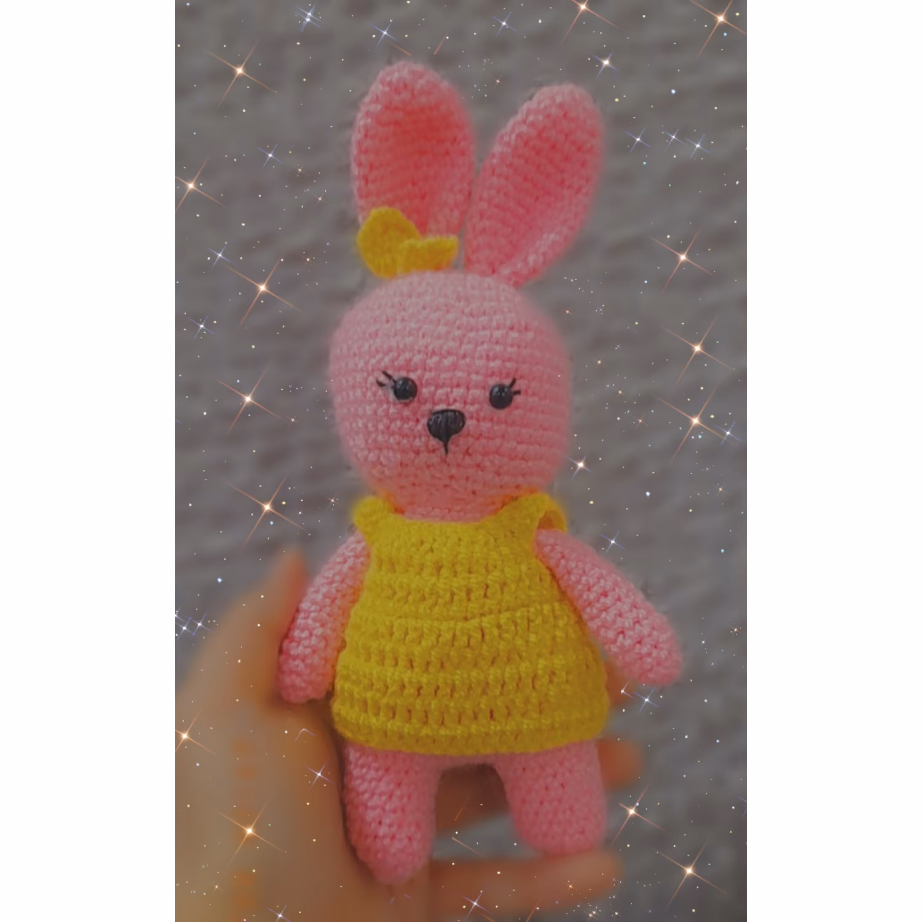 عروسک بافتنی خرگوش صورتی