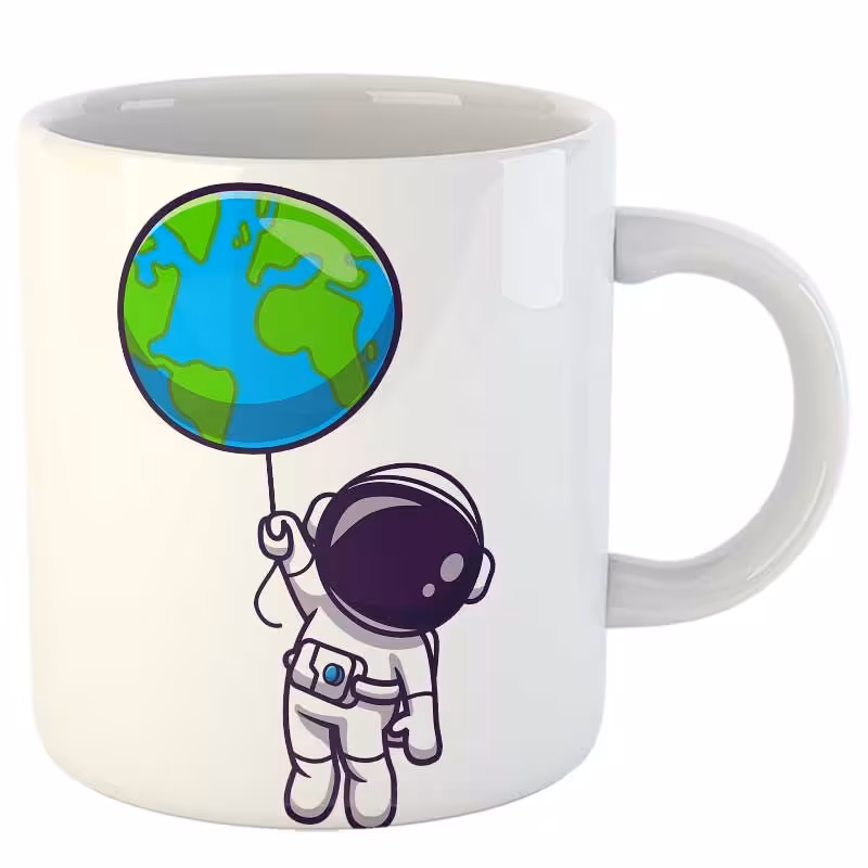 ماگ سرامیک طرح فضانورد و کره زمین