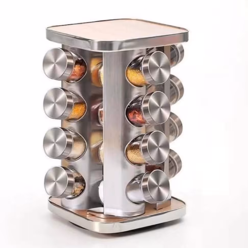 جا ادویه 16 تایی چرخشی بامبو واستیل وارداتی با کیفیت