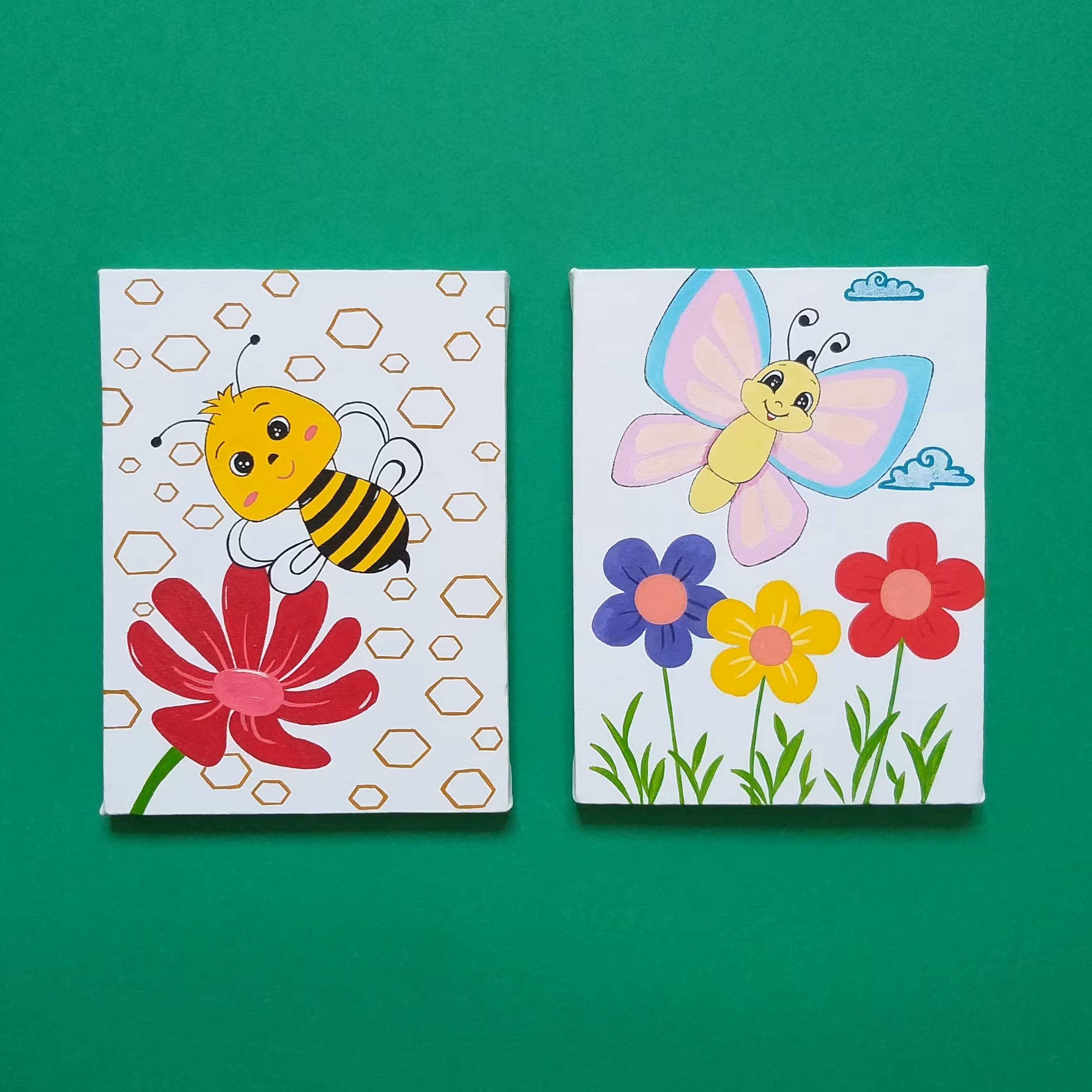 ست بوم کودک طرح زنبور و پروانه طراحی دستی مجوعه دوعددی کدB-1016