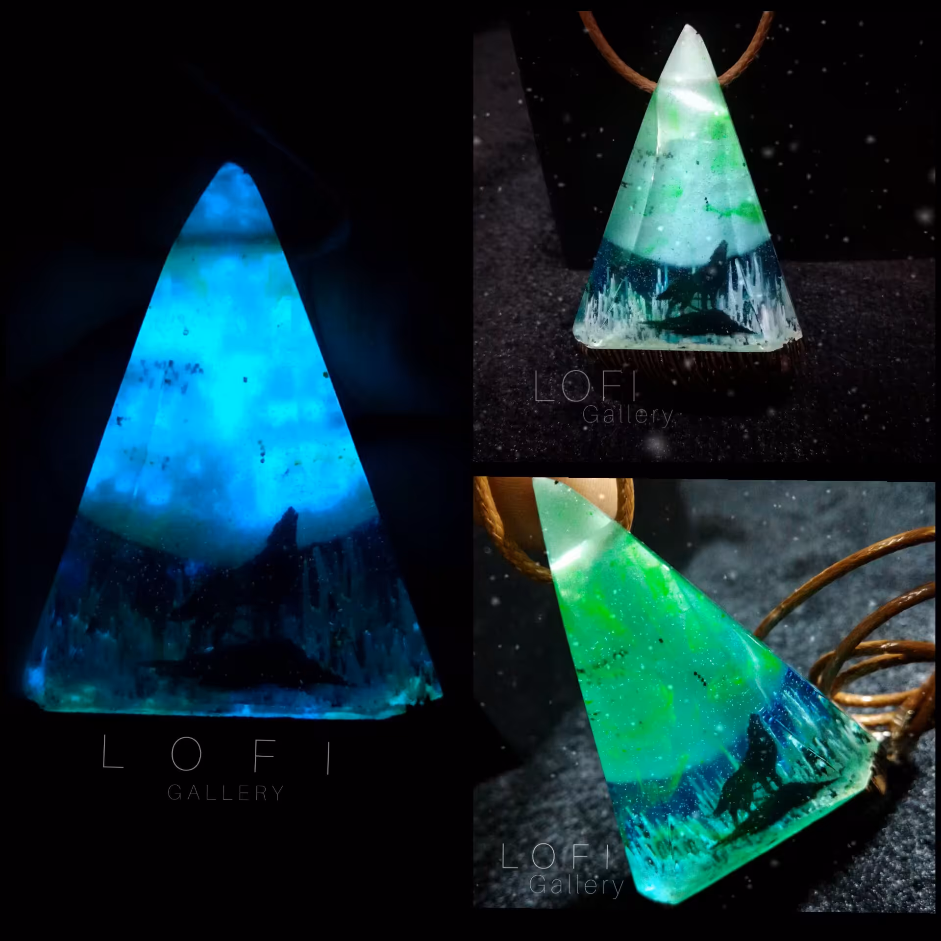 گردنبند چوب و رزین گرگ وحشی