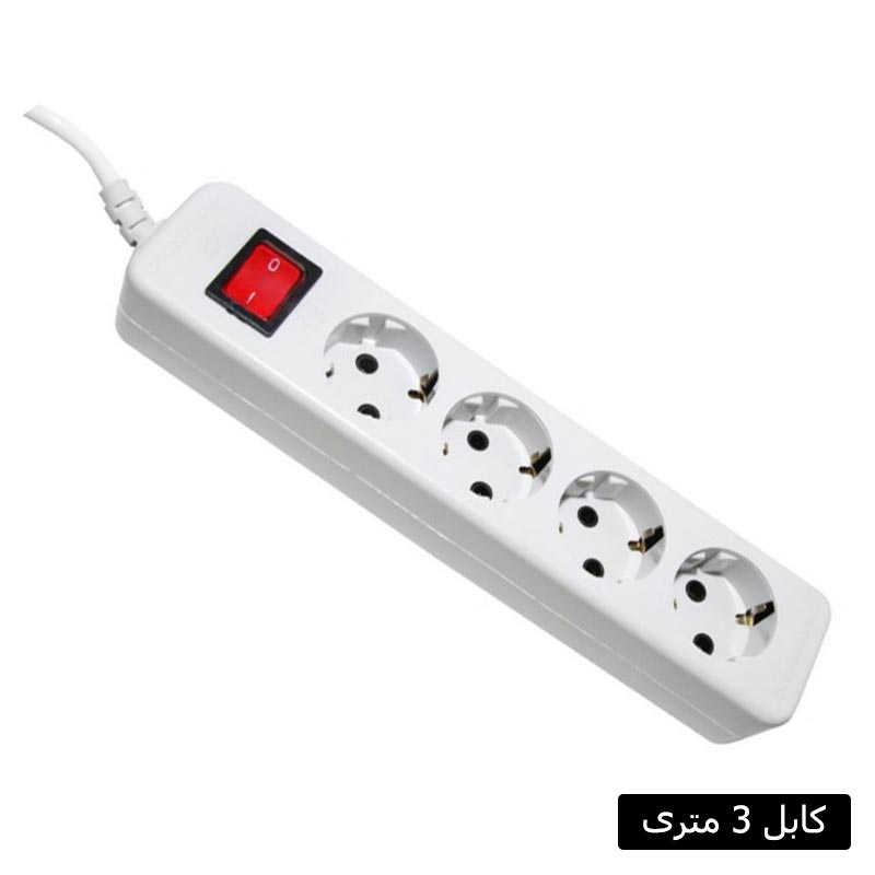خرید چند راهی برق چهار خانه بدون ارت پارت الکتریک مدل شهاب با کابل 3 متری