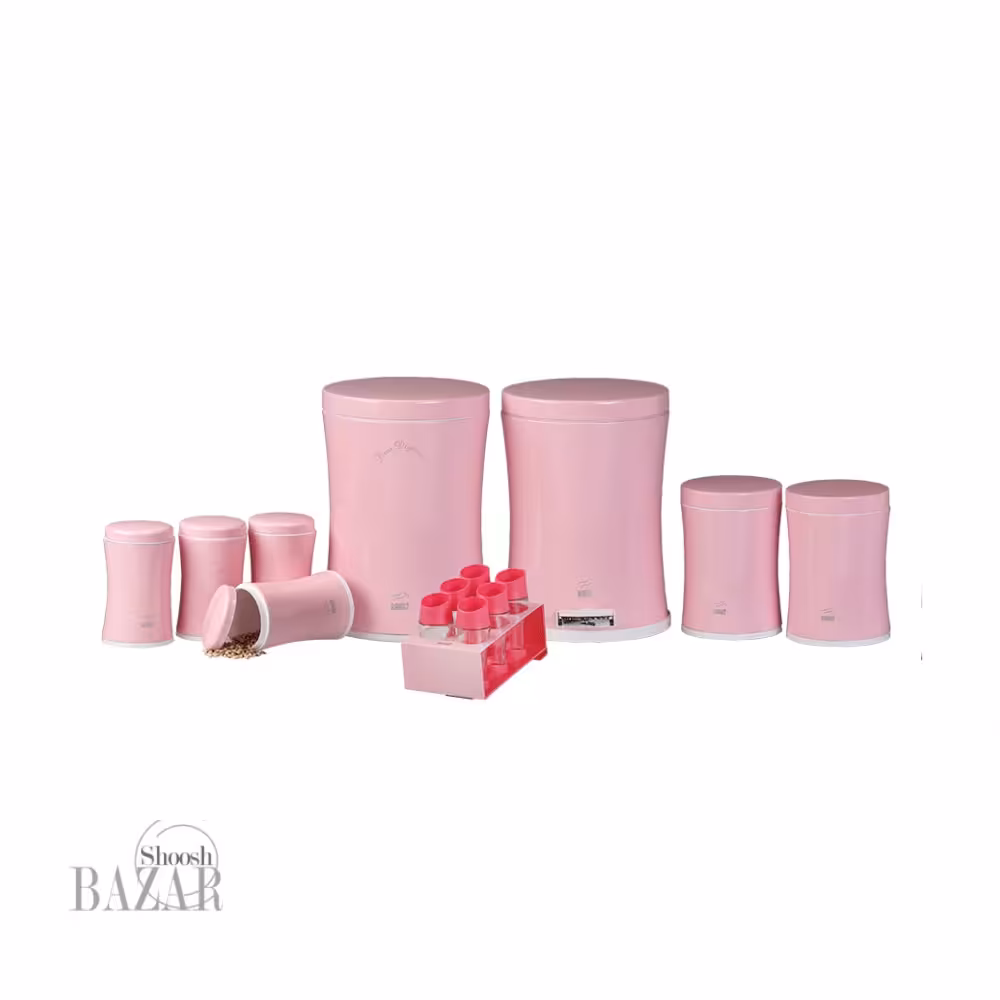 سرویس جهیزیه 15 پارچه کمر باریک صورتی لایت در فلزی بهازکالا 16301108