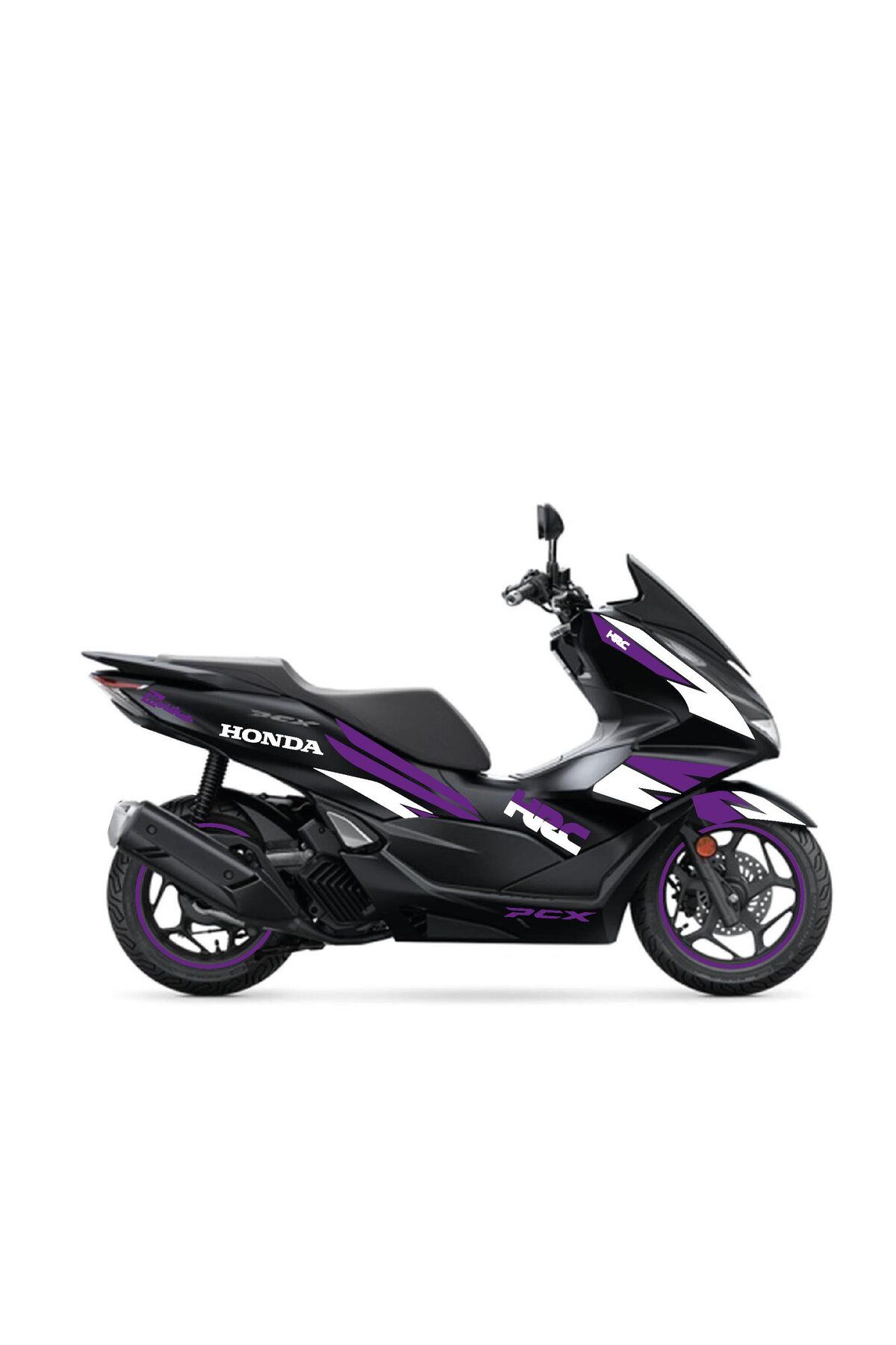 محافظ باک و برچسب بنفش HONDA PCX 2021 2024 سازگار با مدل HRC رنگ سفید Motiker