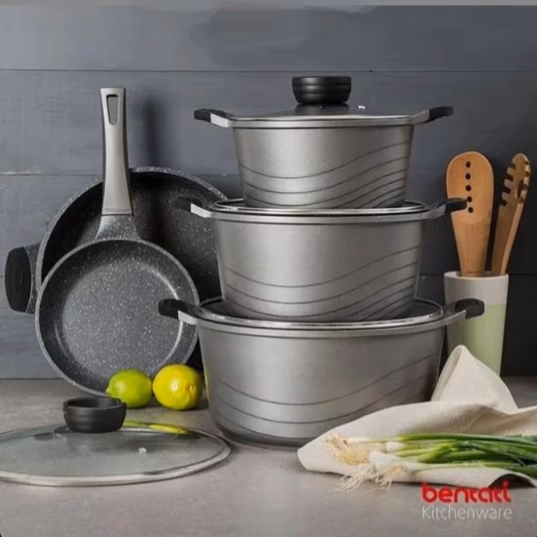 سرویس قابلمه 9 پارچه بنتاتی -دایکست گرانیتی  (در دور استیل)