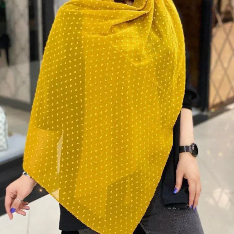 شال حریر اشکی منگوله دار