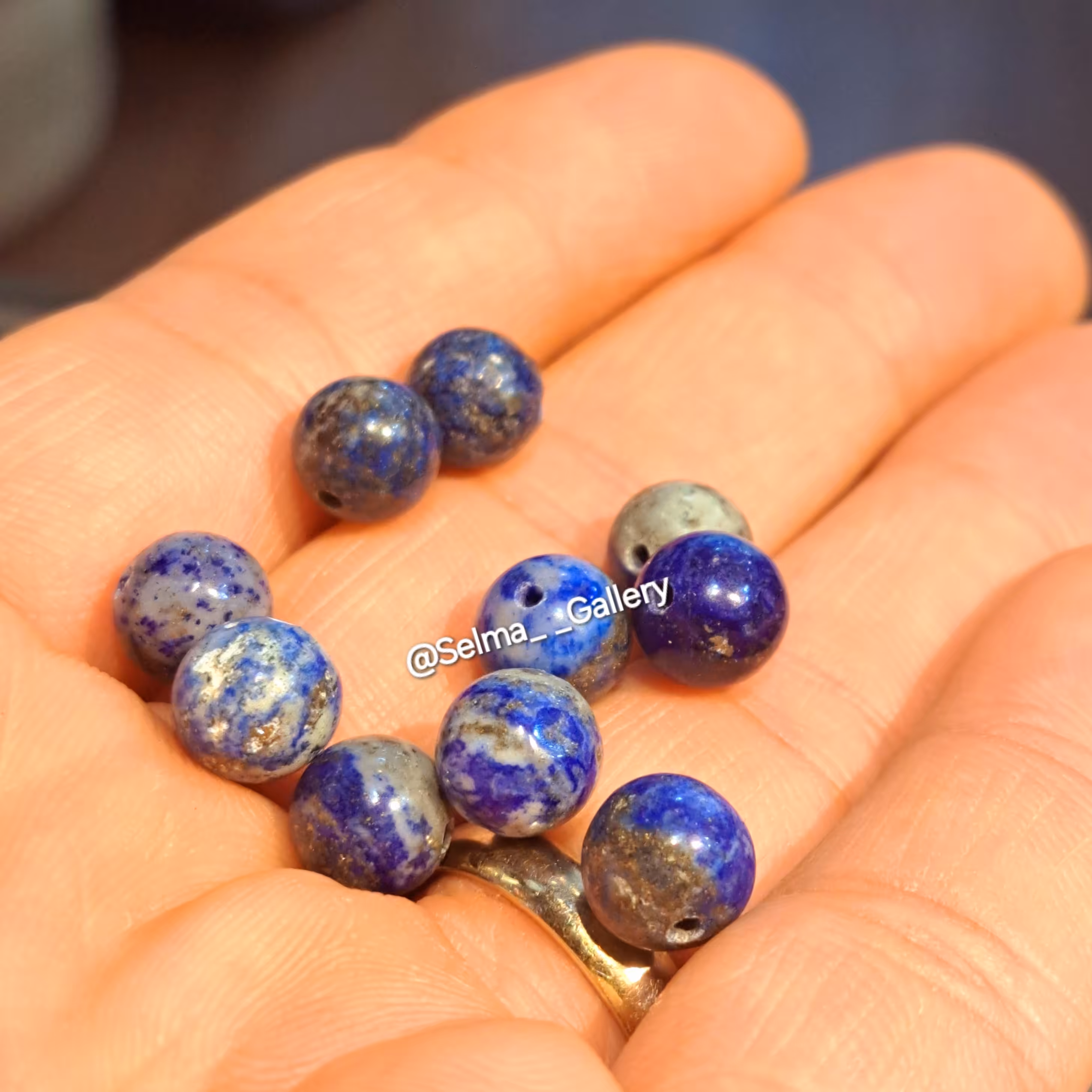 گوی لاجورد پریت دار افغانستانی 8م گوی لاجورد بدون پریت برزیلی مهره سنگی لاجورد گوی سنگی لاجورد ابی مهره لاجورد دستبندی