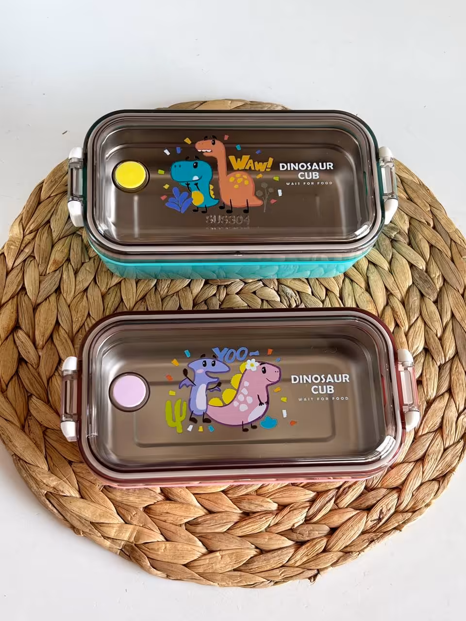 ظرف غذا مدرسه داخل استیل طرح دایناسور کد 2148