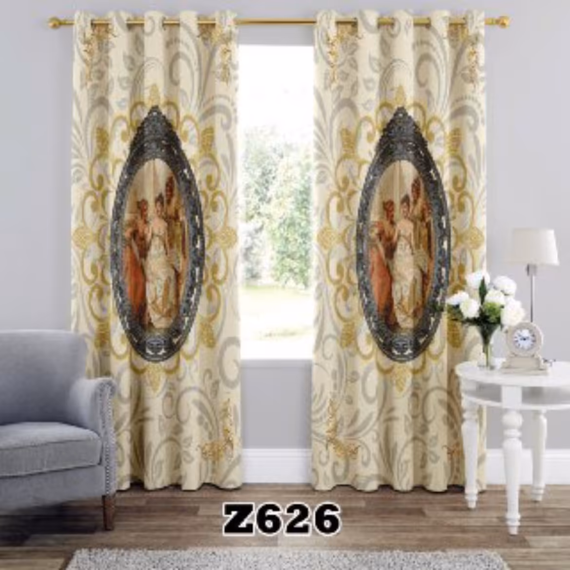 یک عدد پنل پرده اماده طرح فرانسوی z626