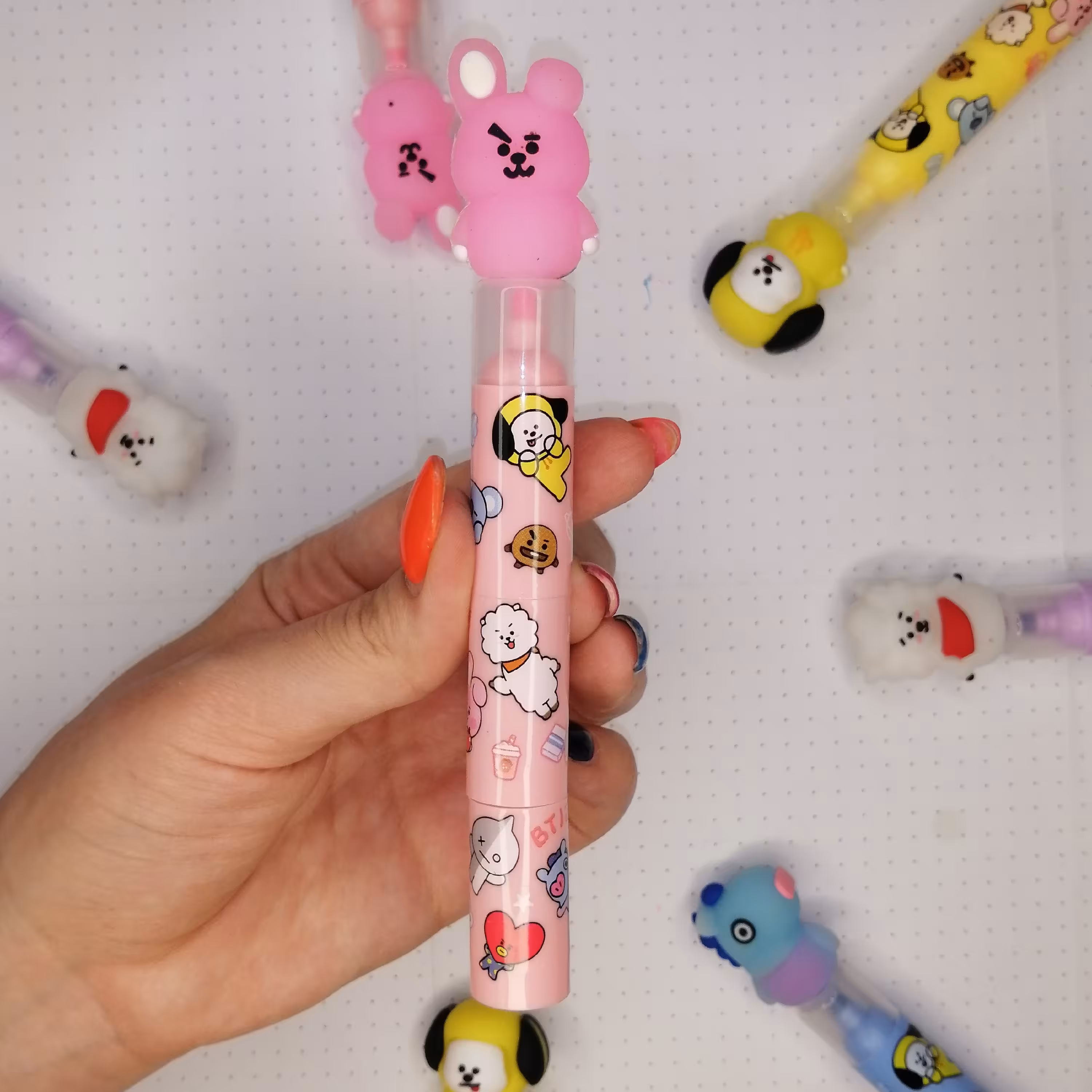 ماژیک هایلایتر علامت گذار  خرگوش 3 رنگ با سرمدادی جدا شونده سیلیکونی  وارداتی highlight 