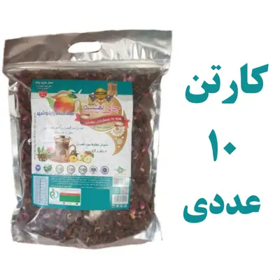 دمنوش میوه ای فله ای 10 کیلویی چای بهشت با طعم هل و گل محمدی گرمی به سیب
