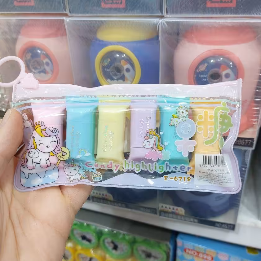 هایلایتر فانتزی طرح شکلات در شش رنگ مختلف کیفیت عالی