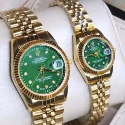 ست ساعت رولکس طلایی صفحه سبز