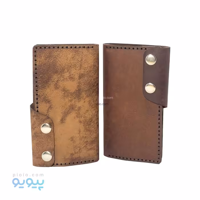کیف پول چرم شتری طرح 2 دکمه