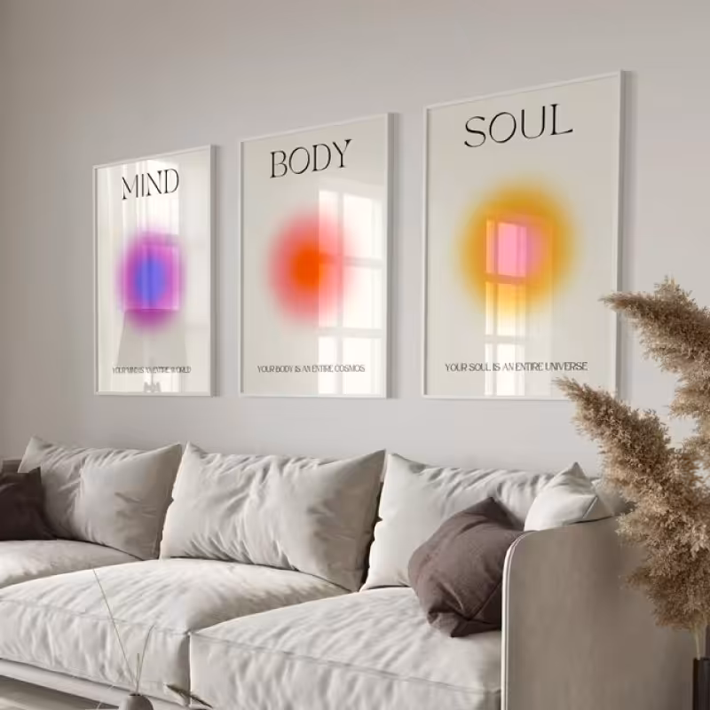 ست تابلو سه تایی دکوراتیو سایز A4 رنگ صورتی قاب سفید 