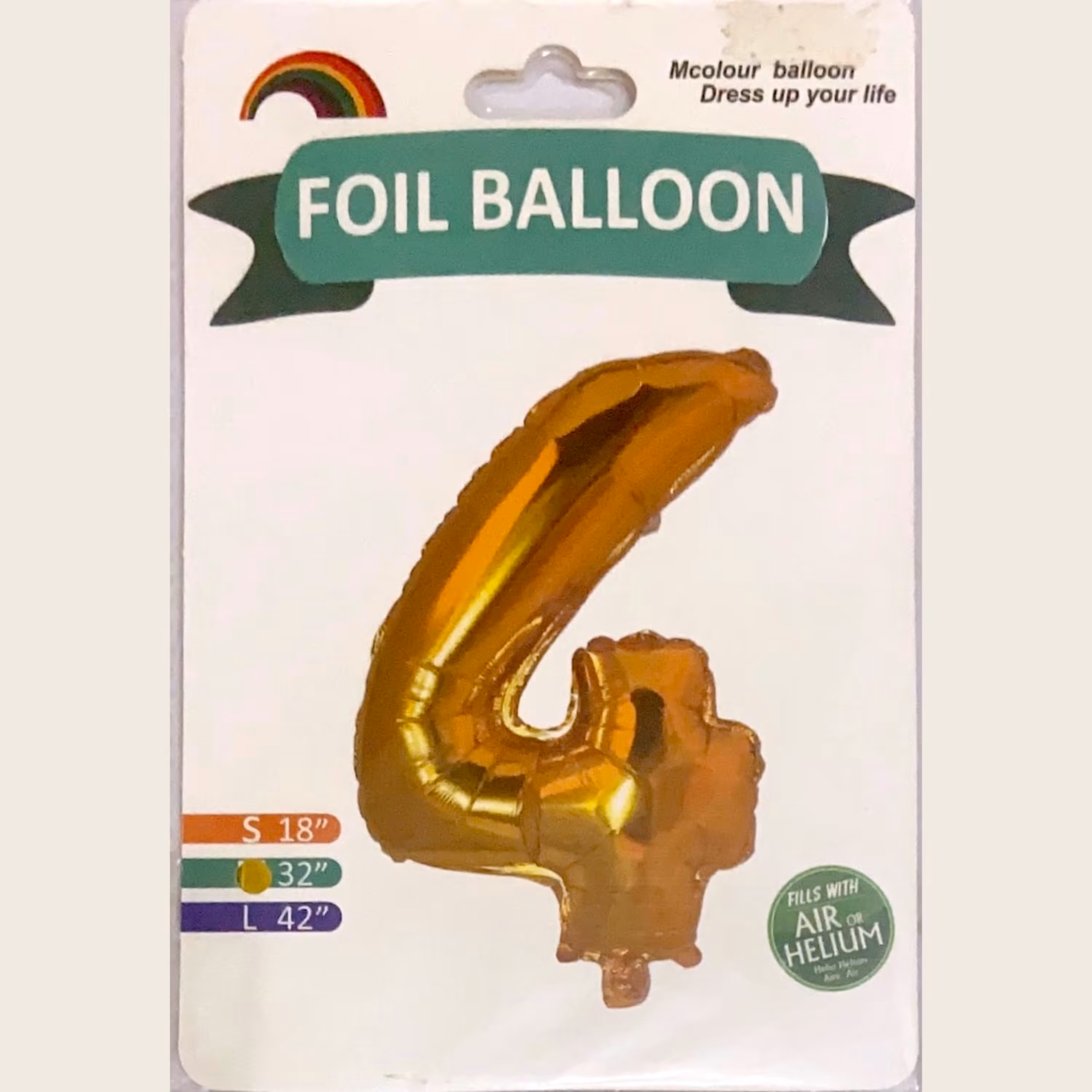 بادکنک فویلی عدد 4 طلایی32 اینچ