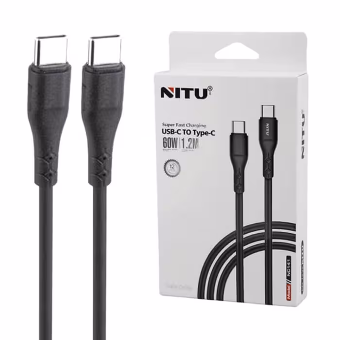 کابل Type-C به Type-C نیتو NITU NC141 طول 1.2 متر 60 وات