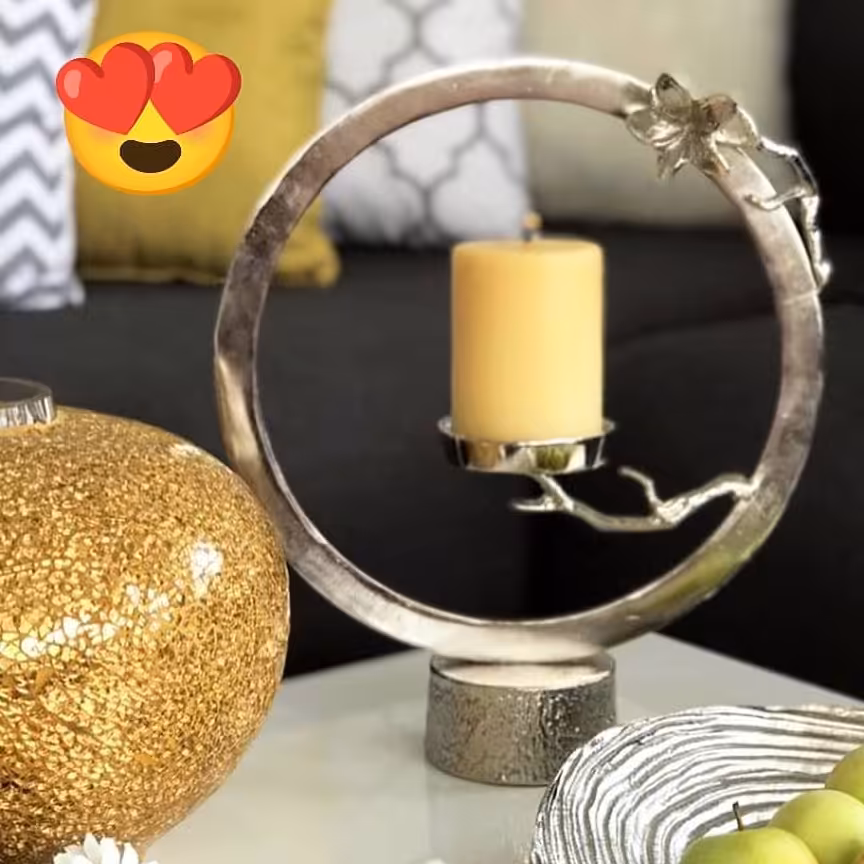 شمعدان طرح گل آلومینیوم رنگ نقره ای