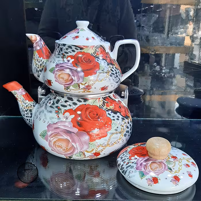 ست کتری و قوری لعابی چین طرح 104