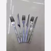 کارد و چنگال میوه خوری دسته یکپارچه طرح ماربل برند UNIHOME 