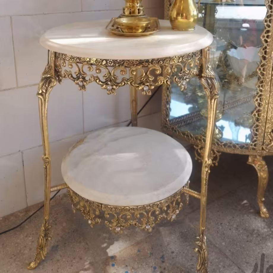 میز خاطره و میز تلفن برنز  مدل گل نقلی 