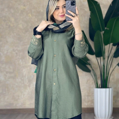 مانتو اسپرت زنانه نخی کرسپو مدل مچ گلدوزی