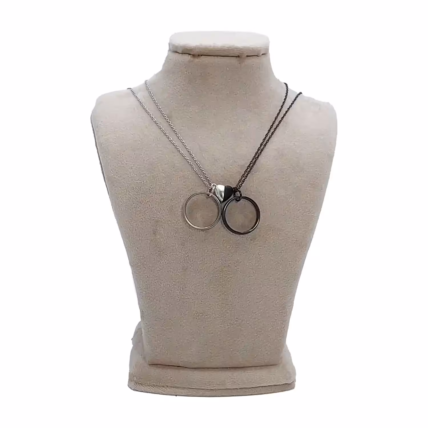 ست گردنبند کاپلی حلقه مشکی و نقره ای کد CS-1134