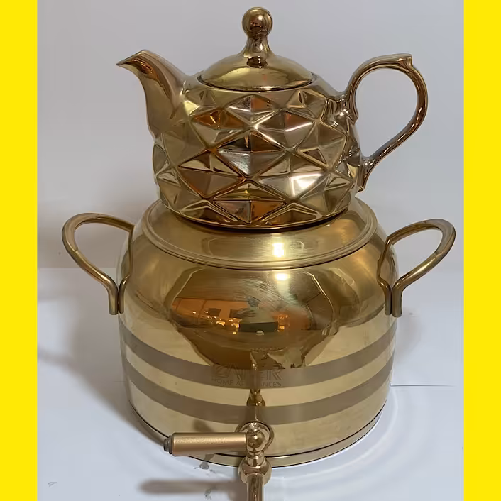 سماور 6 لیتری استیل طلایی 