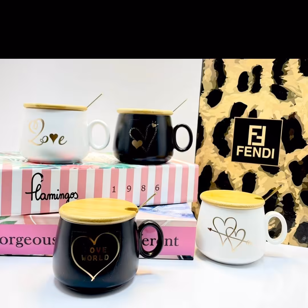 لیوان سرامیک چاپ طلائی درب بامبو یک عددی کد پسرخاله با ارسال رایگان