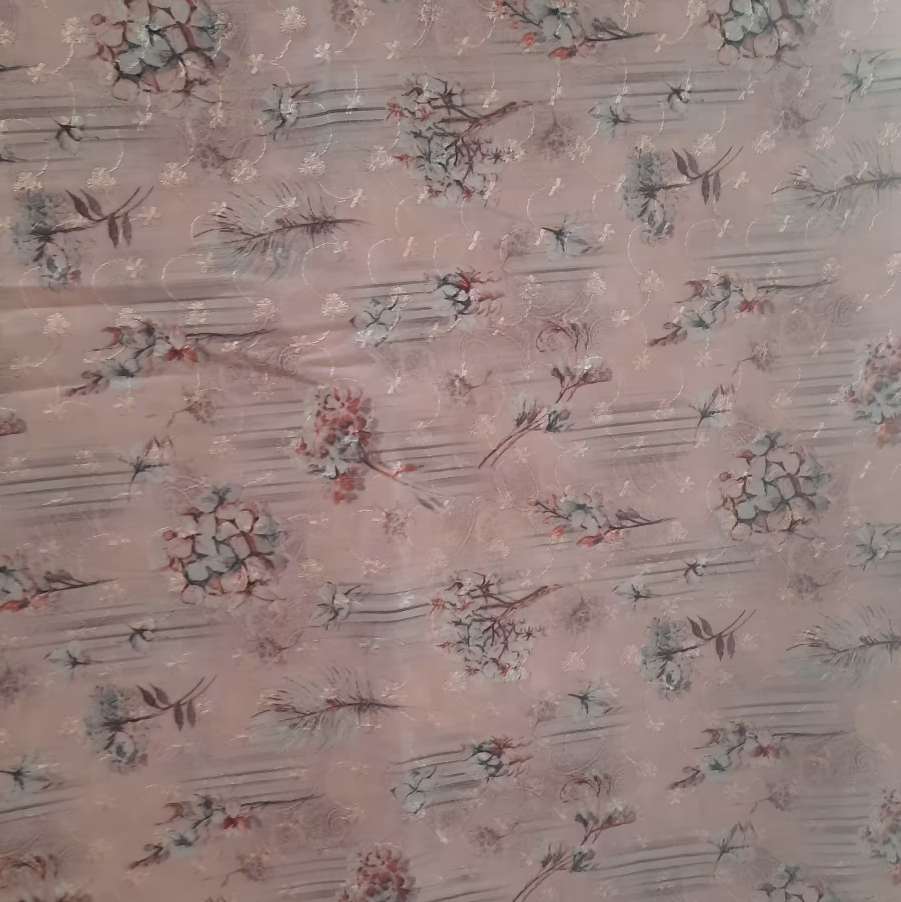 پارچه تکه ای نخی خامه دوزی یاسی