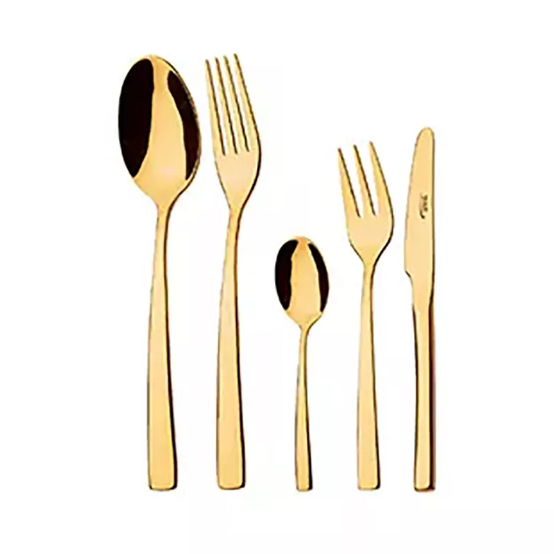سرویس قاشق و چنگال 6 نفره ناب استیل طرح فلورانس طلایی PVD (30 پارچه)