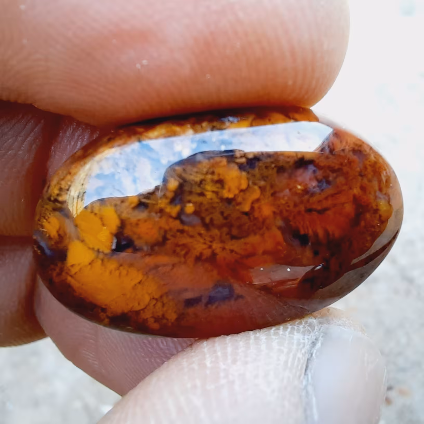 نگین اازسنگ عقیق شجرپاییزی