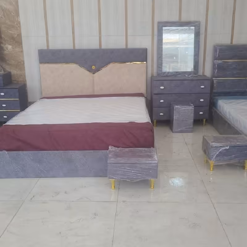 تخت خواب دونفره آرال (8تیکه) کفی،پاتختی،میزآرایش، آینه و صندلی(پس کرایه)