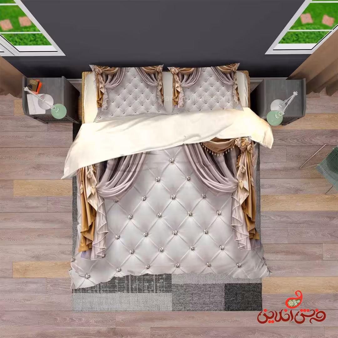 روتختی سه بعدی طرح پرده دکمه دوزی شده کد 2839