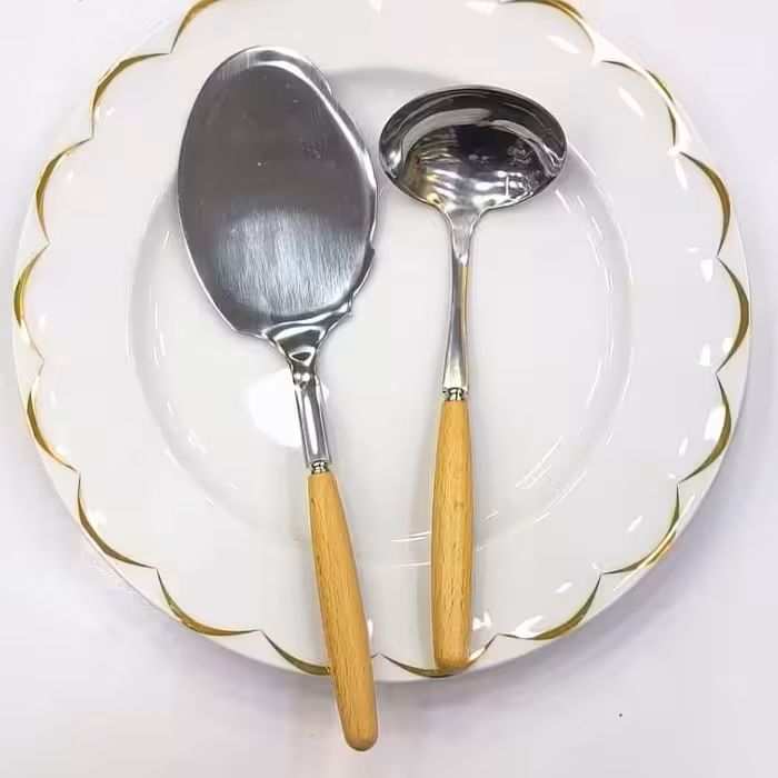 کفگیر و ملاقه دسته بامبو 