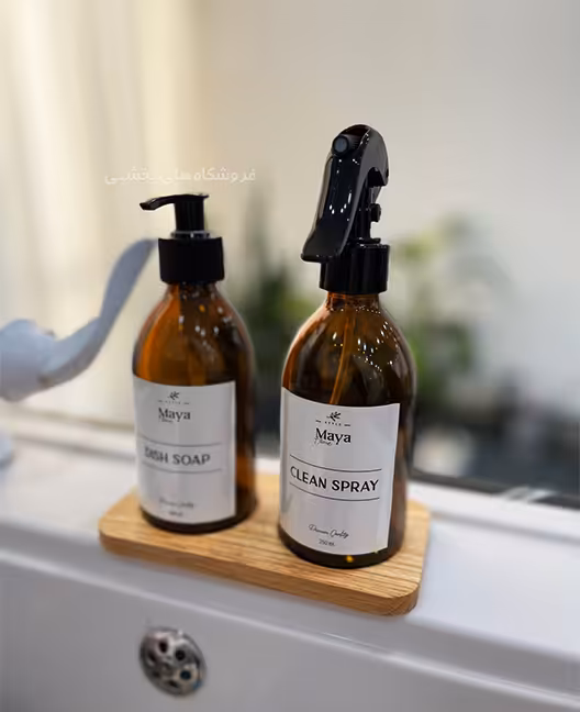 ست محلول پاش شیشه ای مدل زیر چوبی