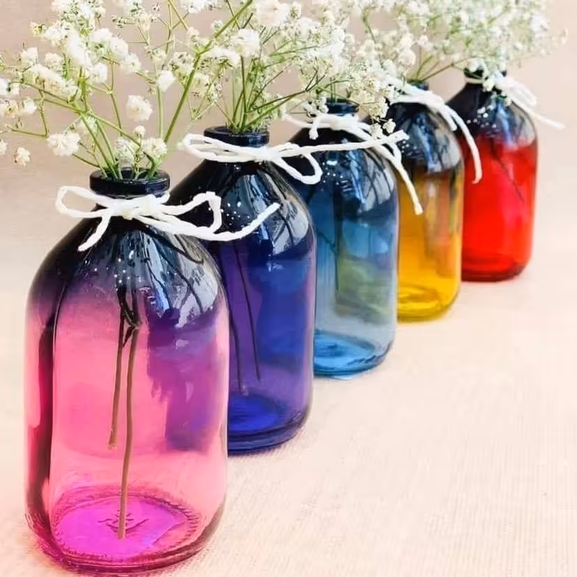 گلدان های شیشه ای رنگی
