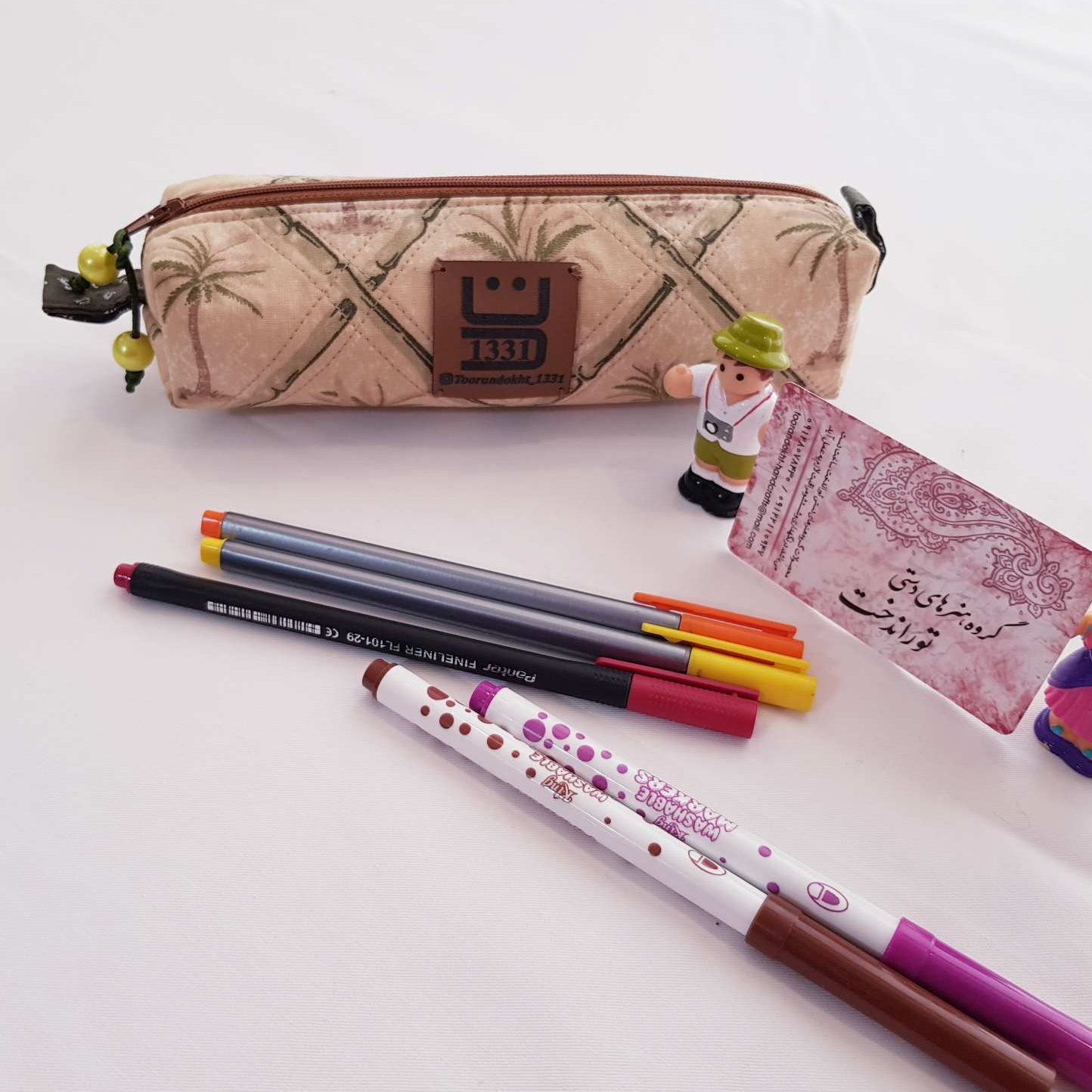 جامدادی استوانه ای توراندخت پارچه ای قابل شستشو سایز کوچک در طرح های متنوع کد 10