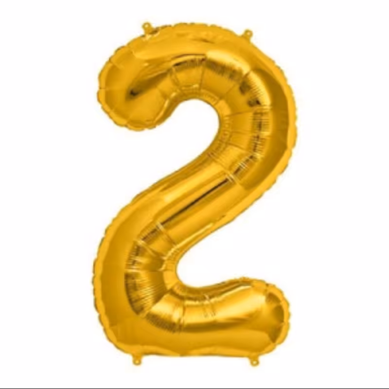 بادکنک فویلی عدد 2 طلایی چینی