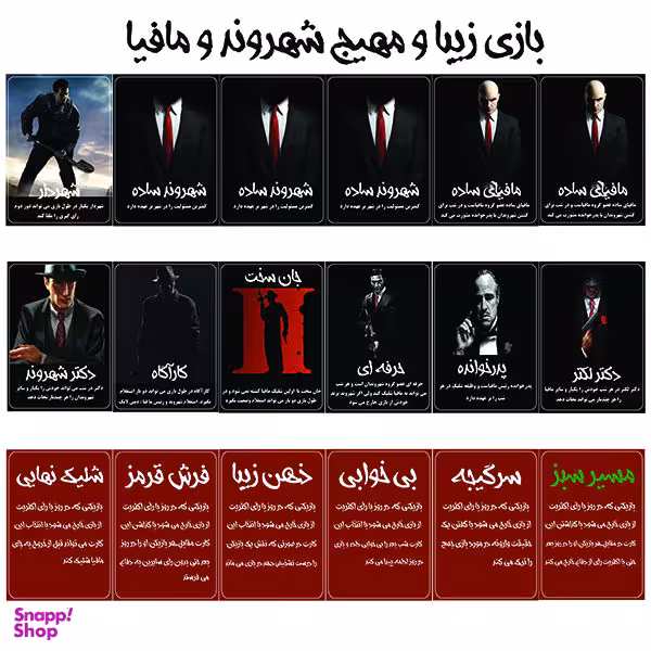 کارت بازی شهروند و مافیا کد PK200 مجموعه 18 عددی