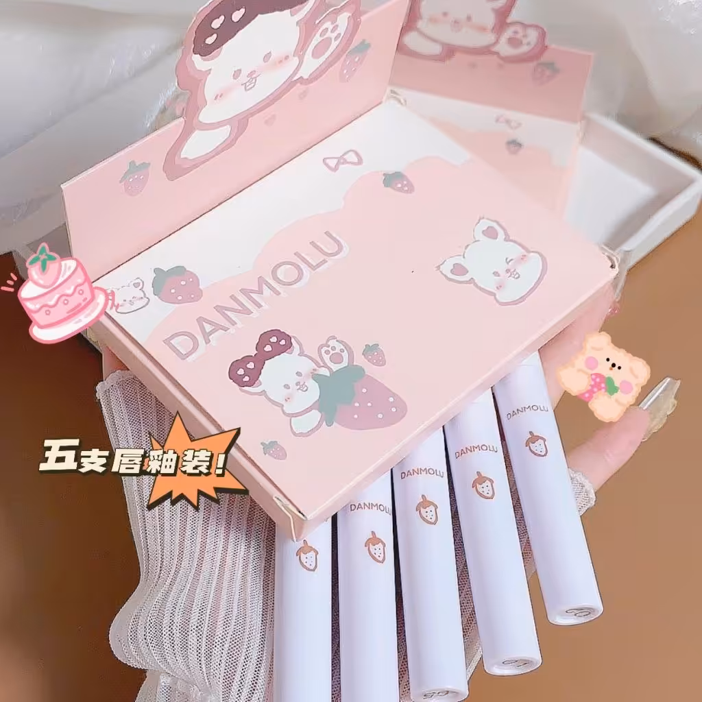 تینت رژ 5 عددی طرح خرس صورتی و زرد