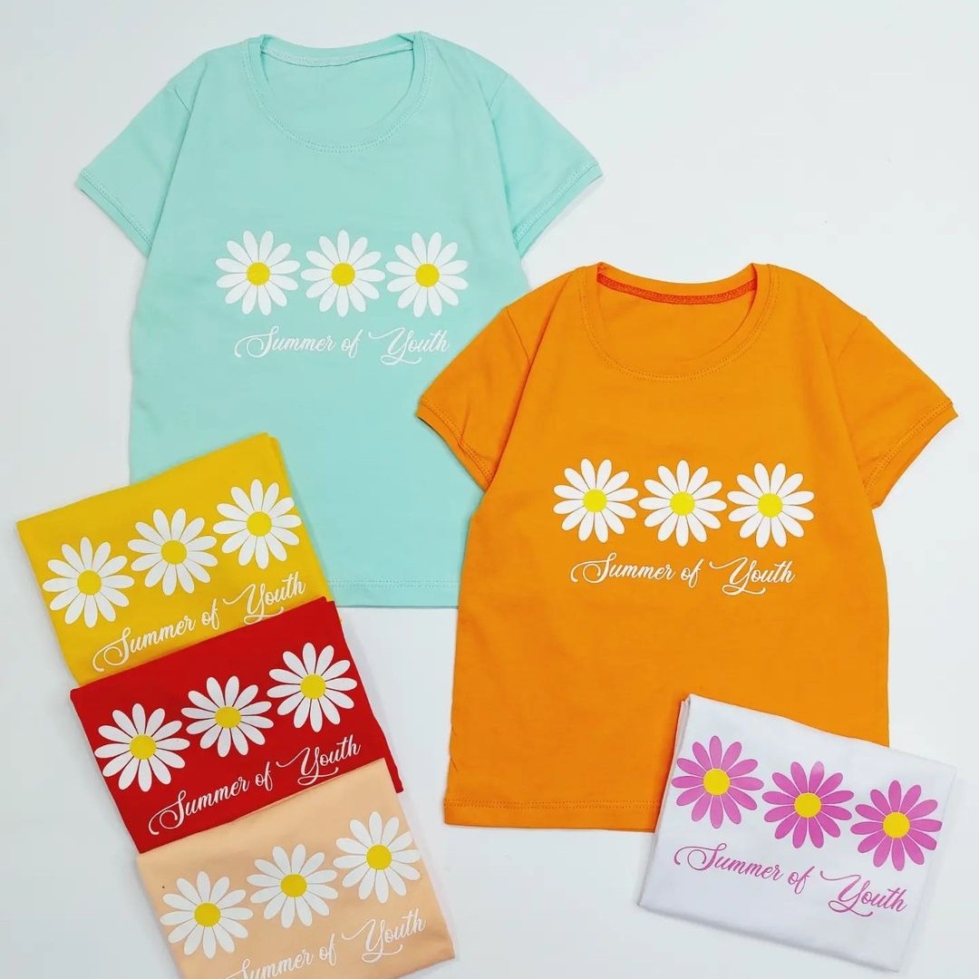 تیشرت تک بابونه دخترانه 40 و 45 نخ پنبه 