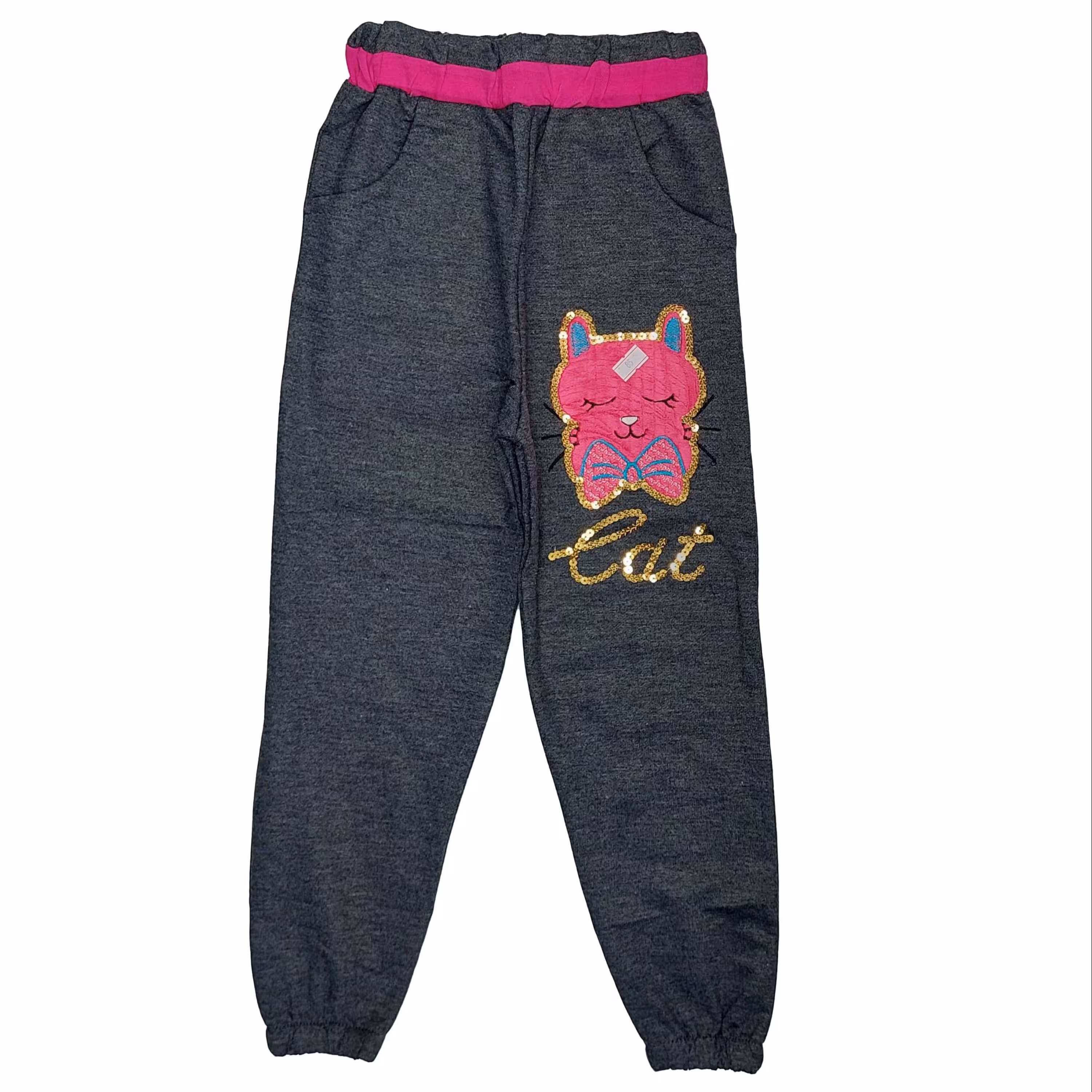 شلوار دخترانه گربه طوسی سیر شیک دوخت1635 سایز 55