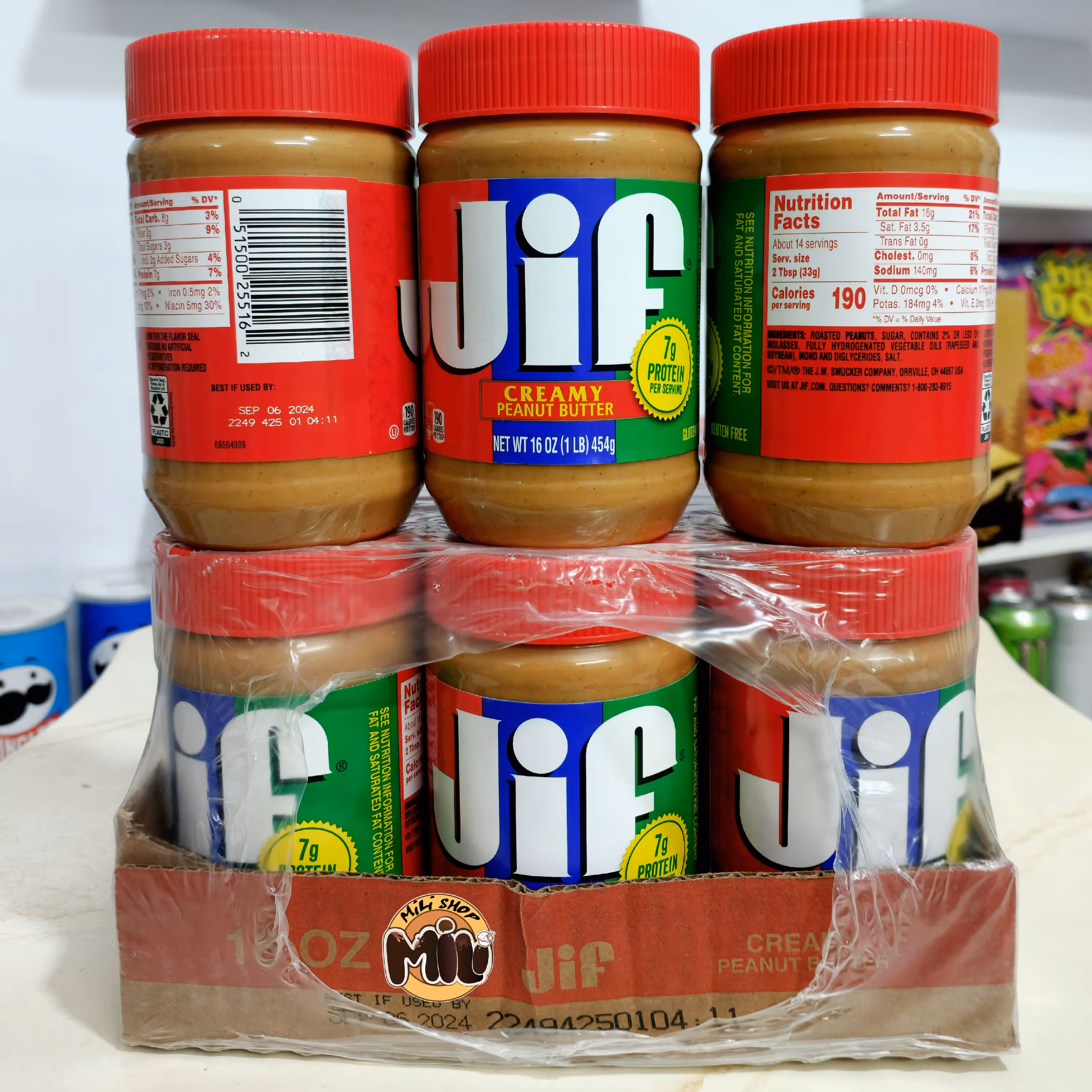 کره بادام زمینی جیف قرمز454گرم اصل(1عدد)درجه یک تضمین اصالت کالا